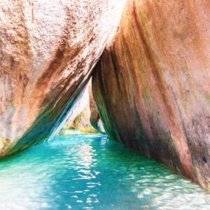 The Baths Virgin Gorda BVI crevice teal blue water