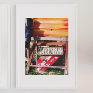 mockup DIVE BVI Red and White Surfboard